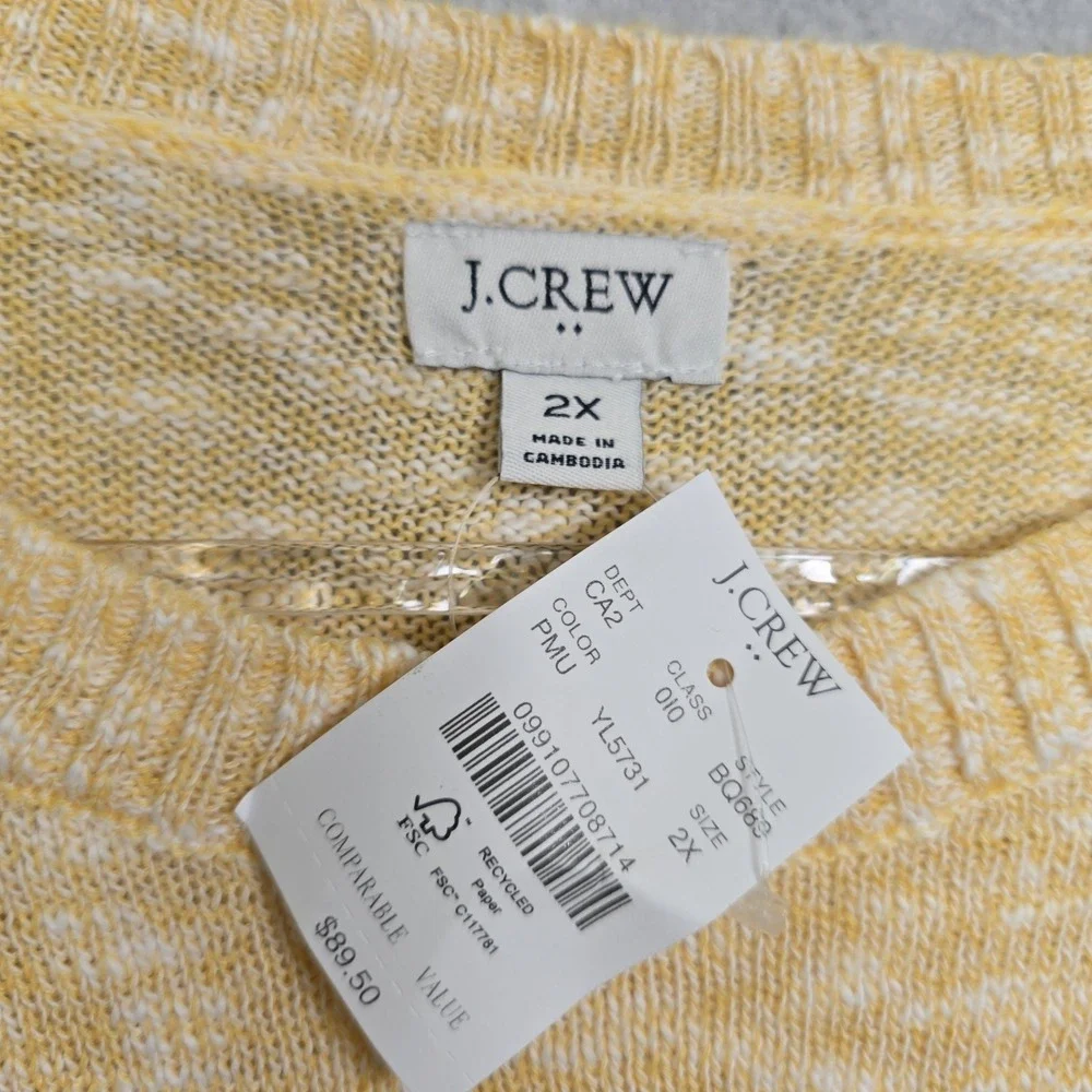 J Crew Womens Size 2X Crewneck Beach Sweater Coastal Knit Preppy Casual Flowy